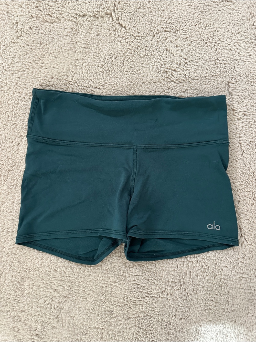 ALO Yoga High-Rise Bike Shorts in Deep Teal